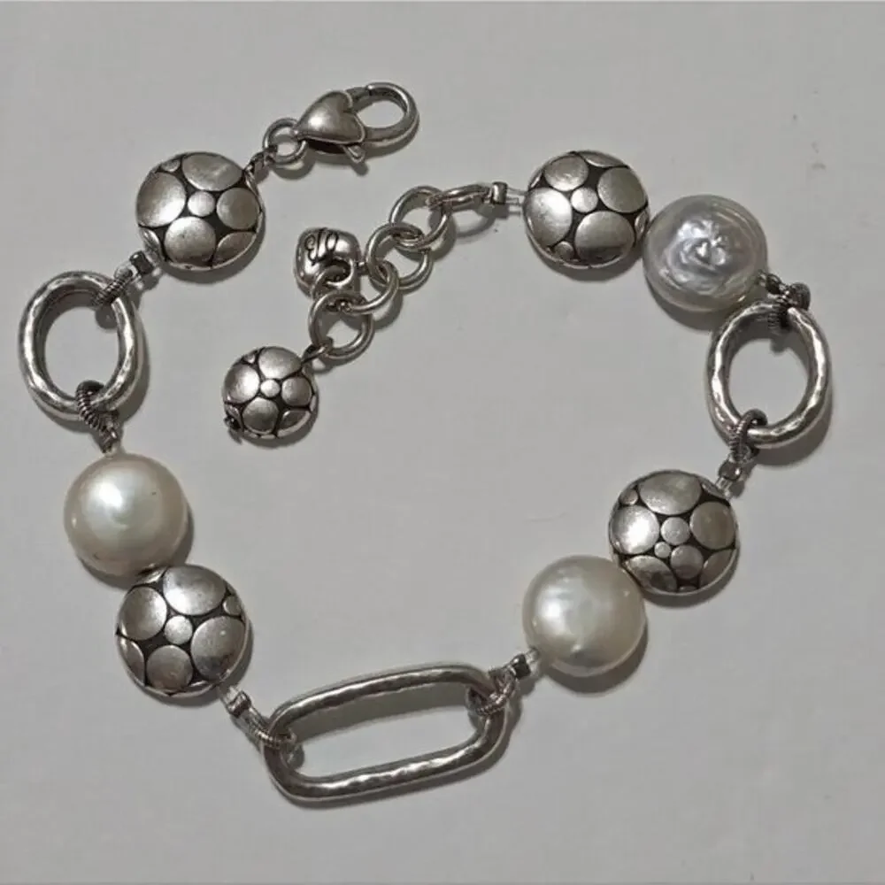 Brighton Mother of‎ Pearl MOP AND Silver Pl Link Bracelet